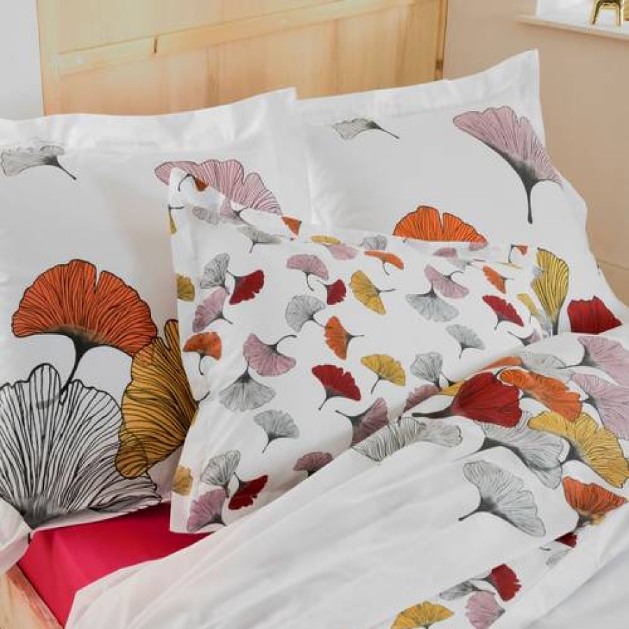 Camif Taie D'Oreiller Percale Ginko Rose Tradilinge Clearance