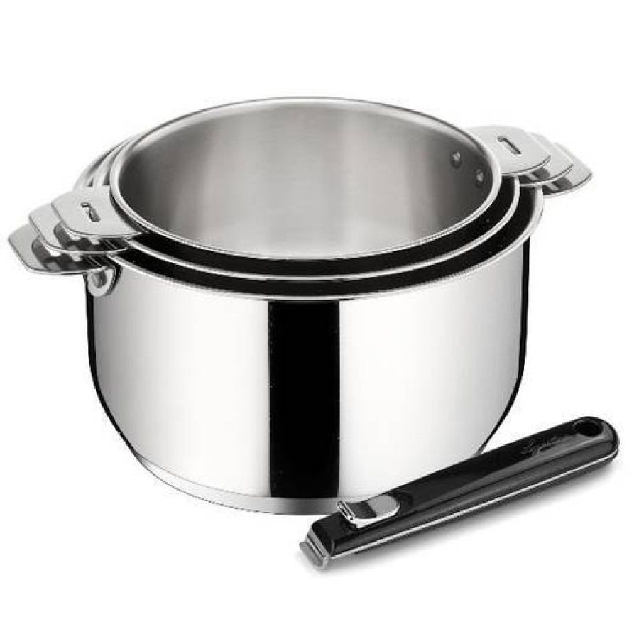 Camif Set 3 Casseroles 16/18/20 Cm Inox Avec Poignee Et Poudre Etoile Salvaspazio+ Hot