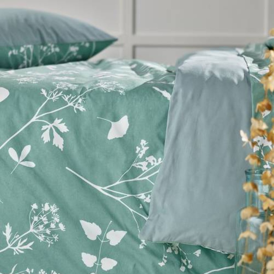 Camif Taie D'Oreiller Percale Bio Helen, Celadon, Camif Edition New