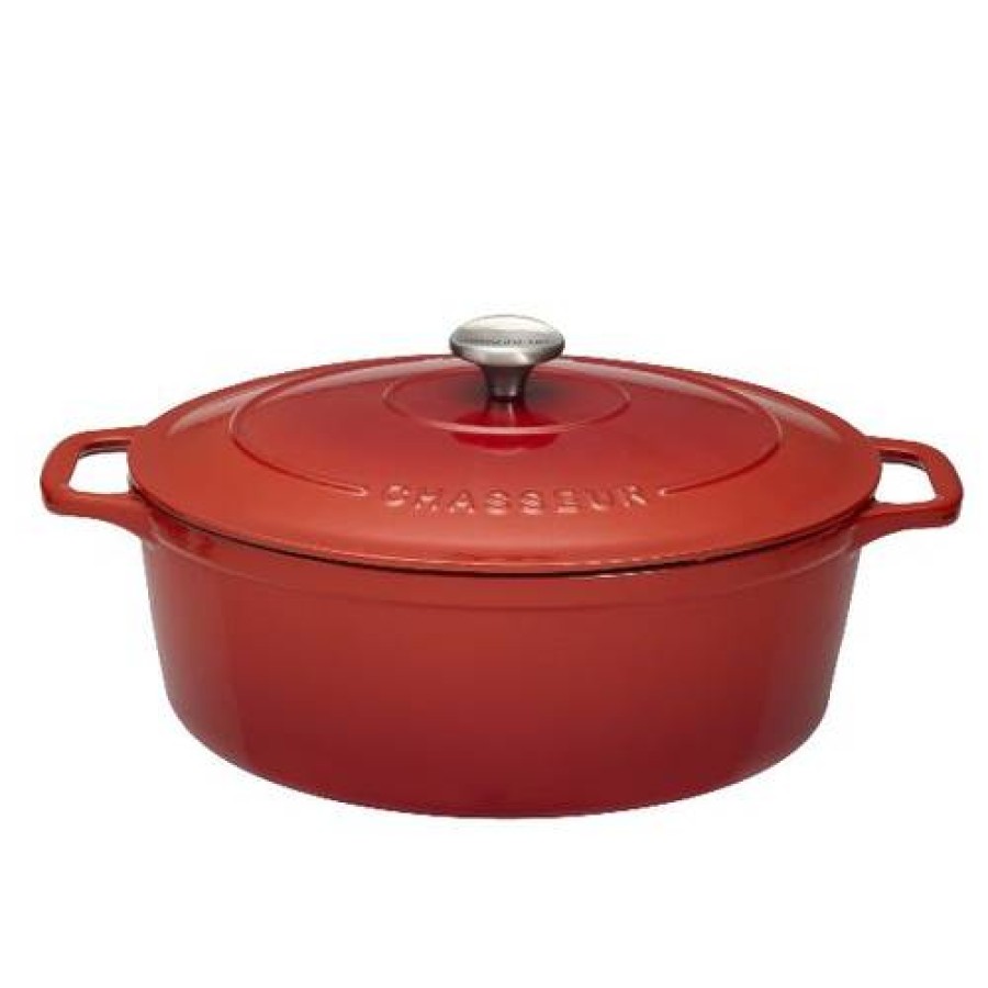 Camif Cocotte En Fonte Ovale Chasseur 35 Cm Rouge Rubis New