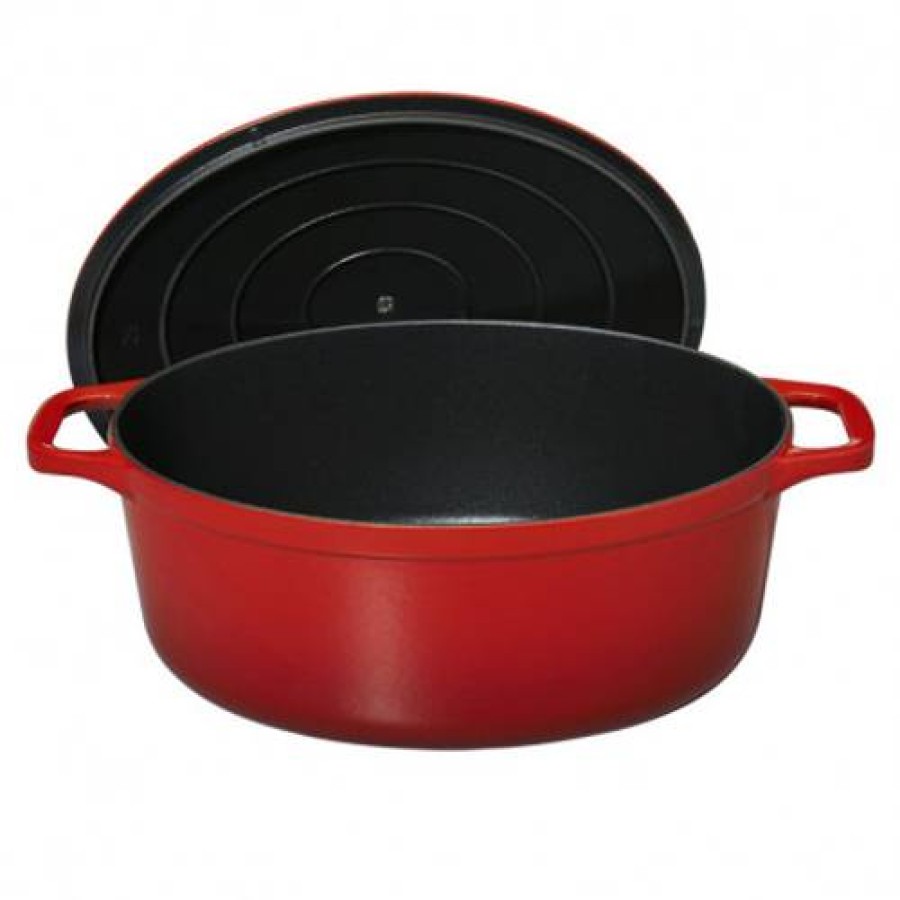 Camif Cocotte En Fonte Ovale Chasseur 35 Cm Rouge Rubis New