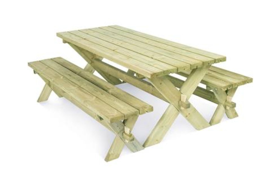 Camif Table De Pique-Nique Avec 2 Bancs En Bois Emeline Ekju Hot