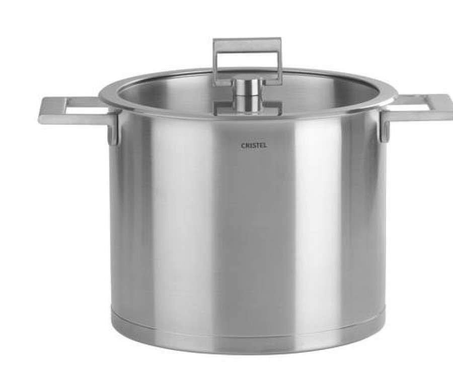 Camif Marmite Inox 22 Cm Et Couvercle Plat En Verre Strate Fixe Cristel Clearance